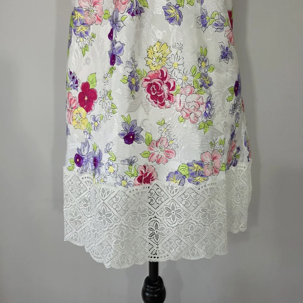 Vintage Victoria's Secret Gold Label Multi Floral Lace Chemise Nightgown Small‎